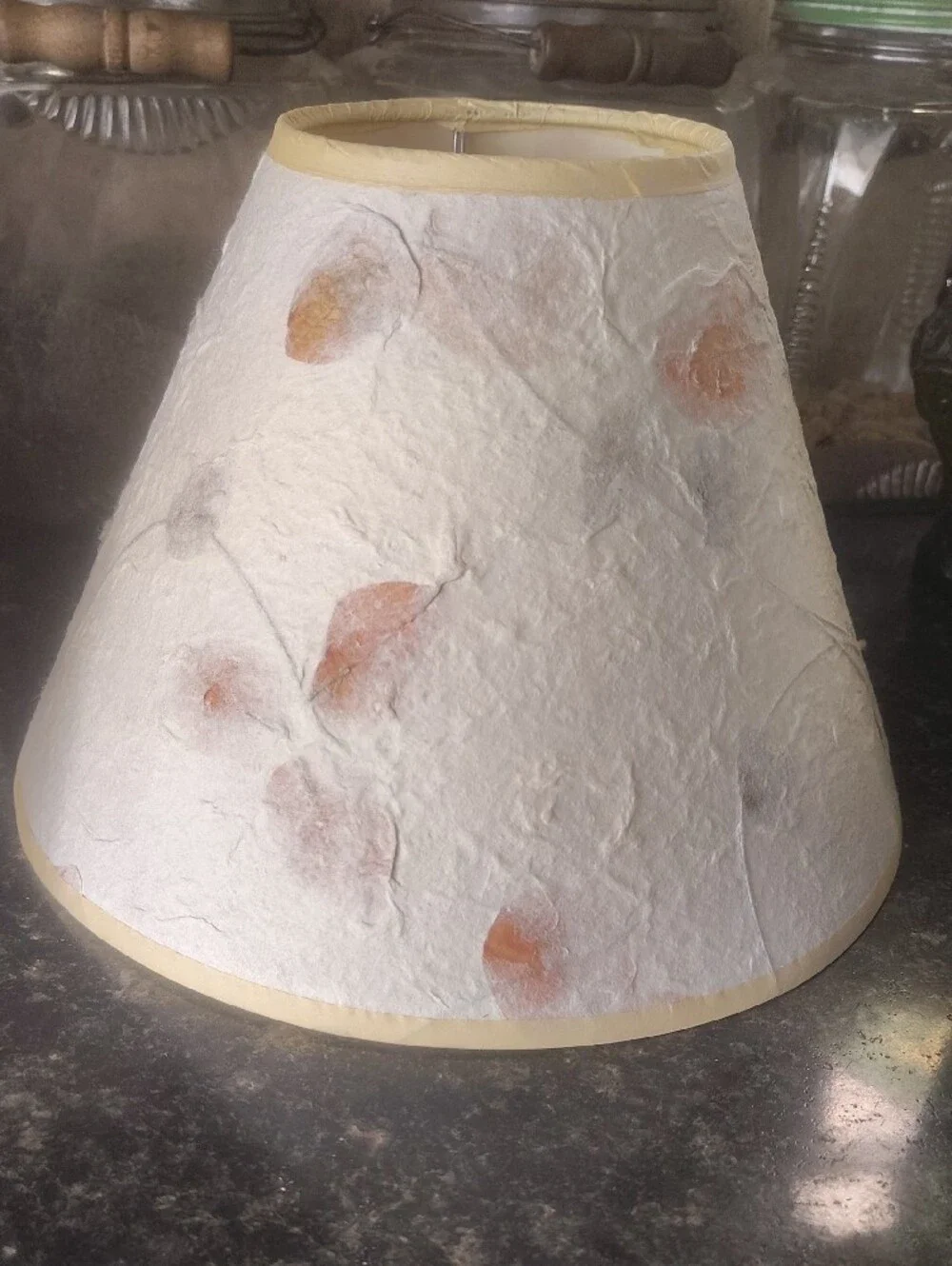 Small Vintage Cream Floral Paper Lamp Shades (Set of 2)
